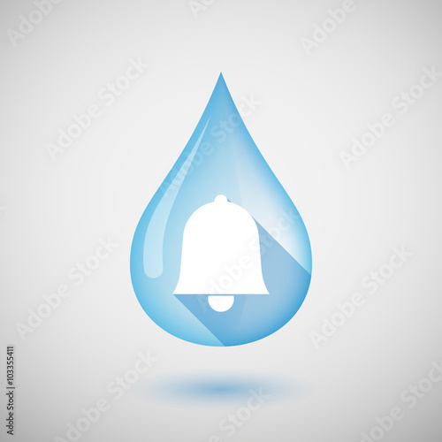Long shadow water drop icon with a bell