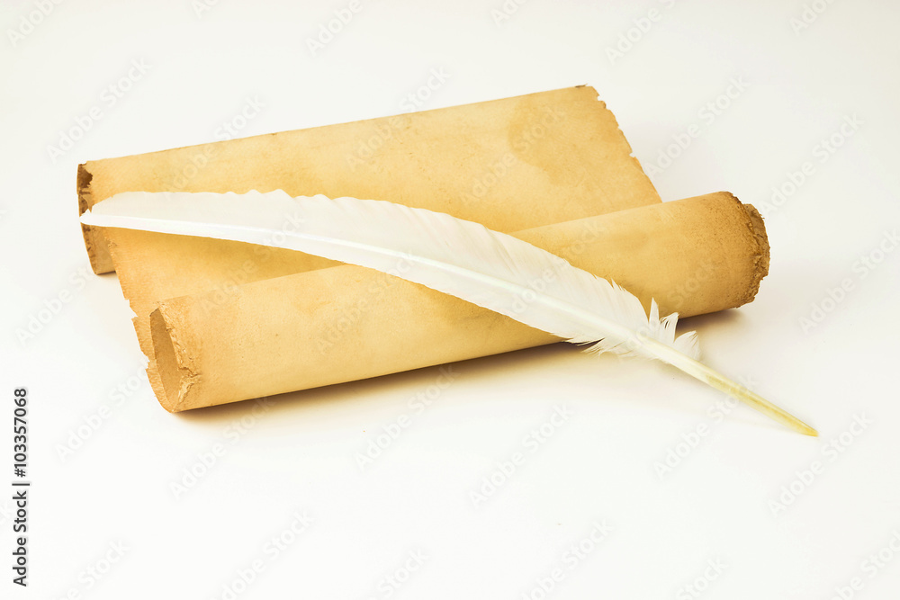 A scroll and pen A scroll and pen
