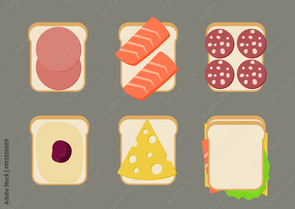 Vector illustration of sandwiches.