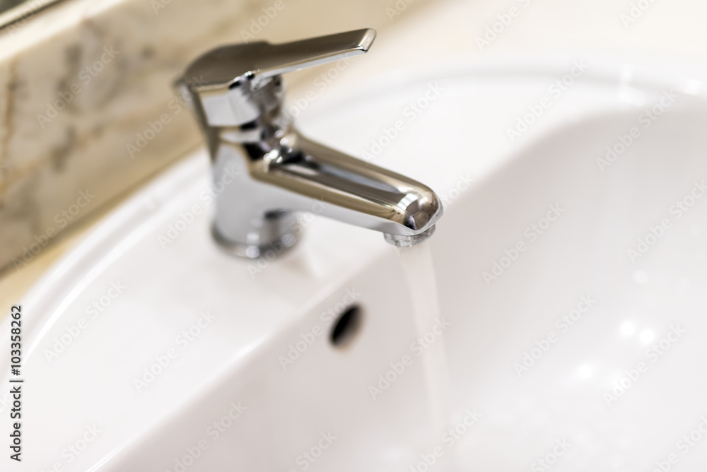 washbasin and faucet with water drop at home washbasin and faucet with water drop at home