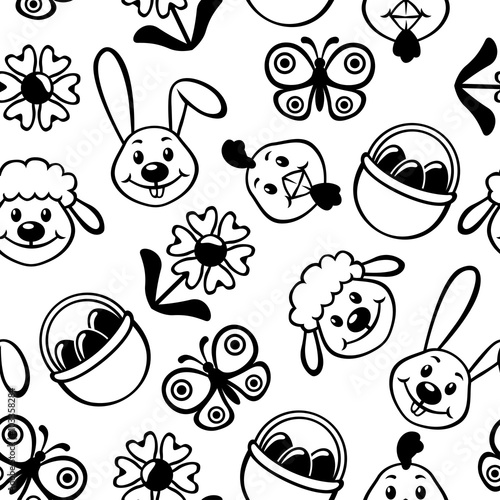 Easter cartoon muzzles pattern seamless