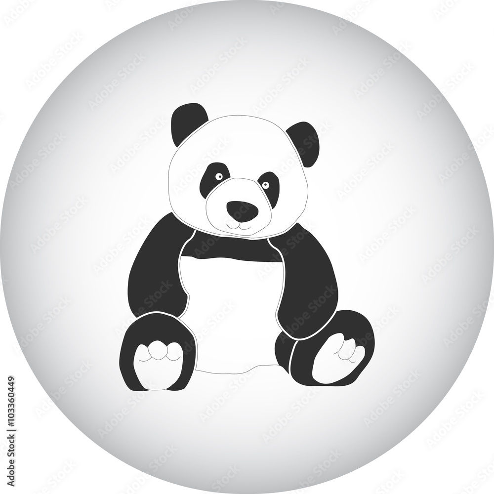Panda stuffed plush toy simple icon on colorful background Panda stuffed plush toy simple icon on colorful background
