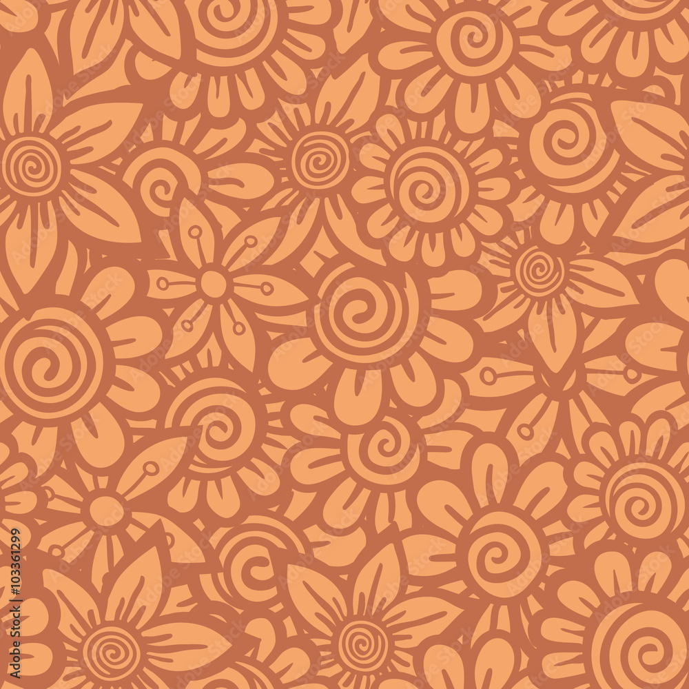 Hand drawn seamless Flower pattern. Doodle style Hand drawn seamless Flower pattern. Doodle style