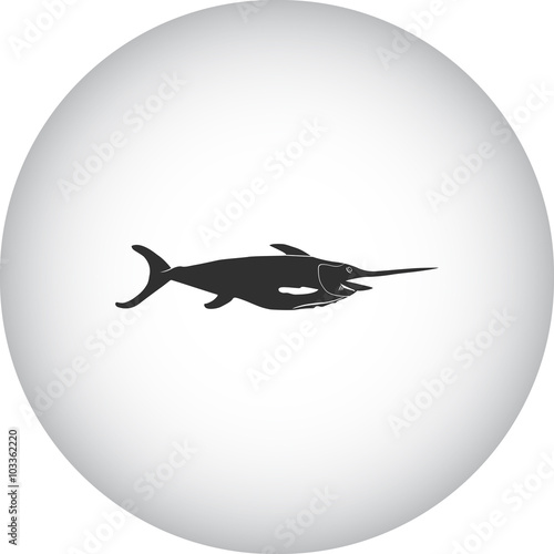 Swordfish marlin simple icon on colorful background
