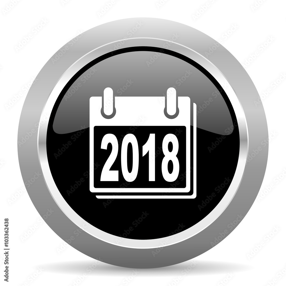 new year 2018 black metallic chrome web circle glossy icon new year 2018 black metallic chrome web circle glossy icon
