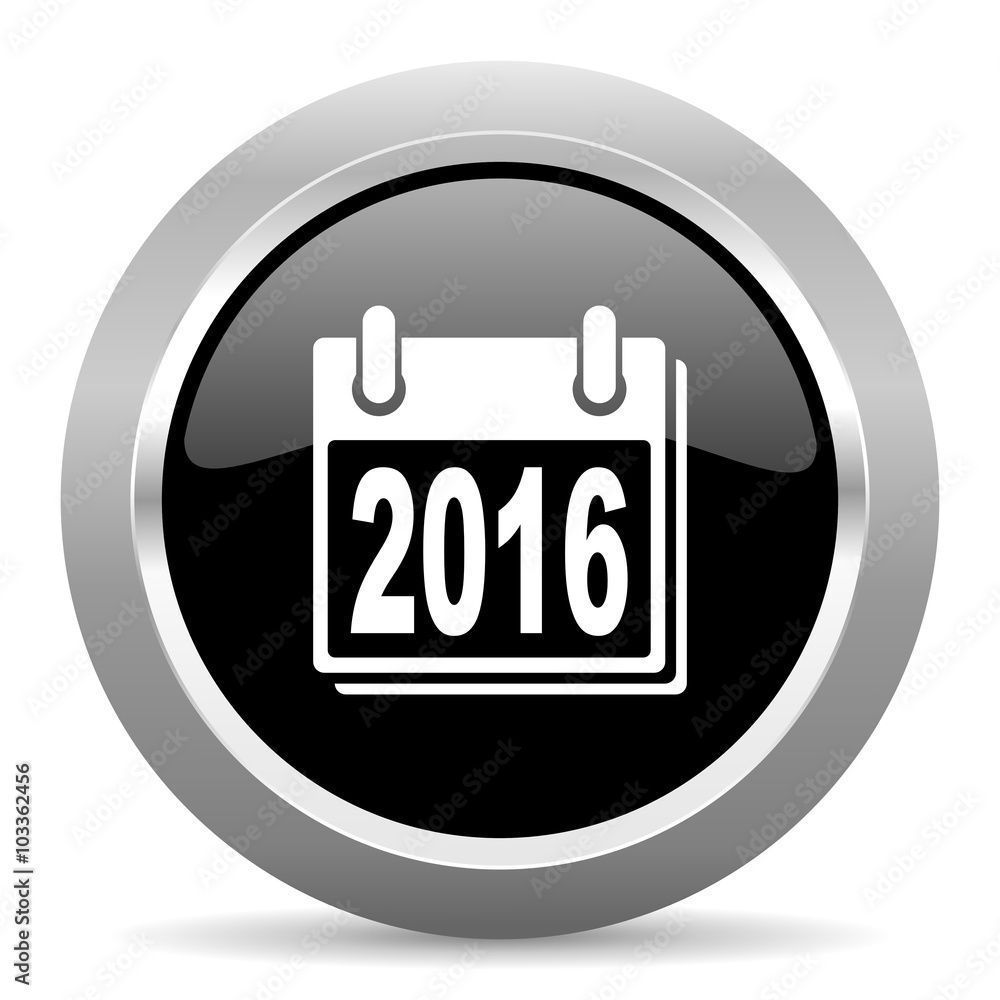 new year 2016 black metallic chrome web circle glossy icon new year 2016 black metallic chrome web circle glossy icon