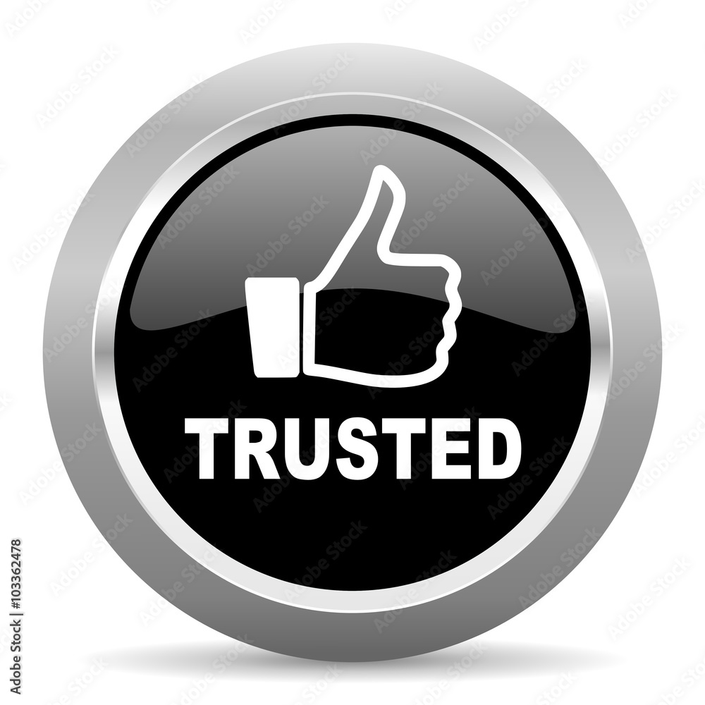 trusted black metallic chrome web circle glossy icon trusted black metallic chrome web circle glossy icon