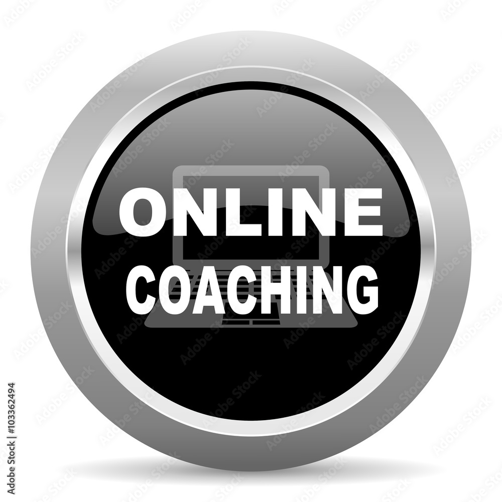 online coaching black metallic chrome web circle glossy icon online coaching black metallic chrome web circle glossy icon