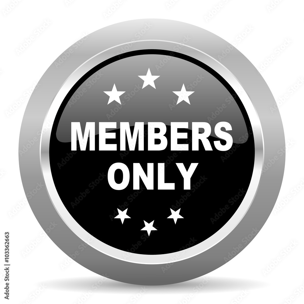 members only black metallic chrome web circle glossy icon members only black metallic chrome web circle glossy icon