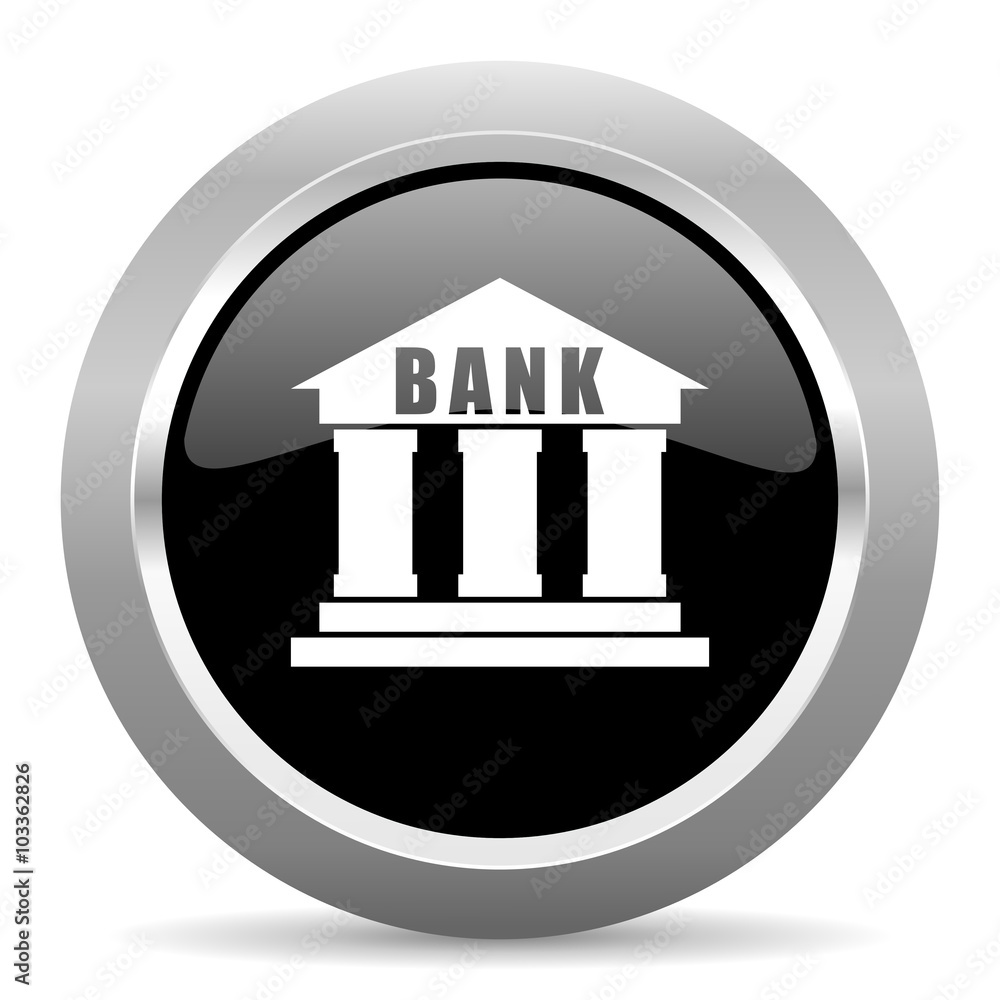 bank black metallic chrome web circle glossy icon bank black metallic chrome web circle glossy icon