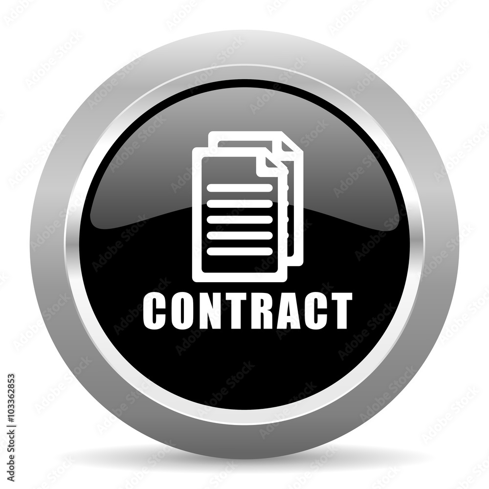contract black metallic chrome web circle glossy icon contract black metallic chrome web circle glossy icon