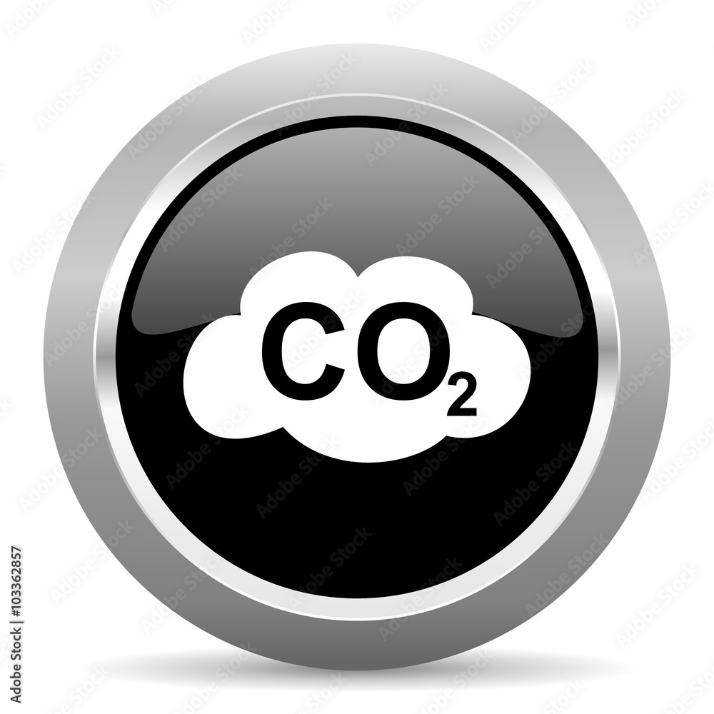 carbon dioxide black metallic chrome web circle glossy icon carbon dioxide black metallic chrome web circle glossy icon