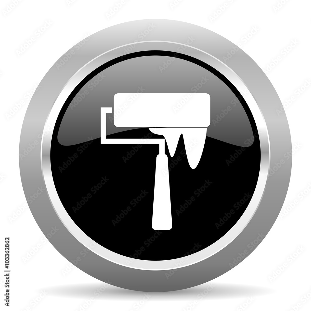 brush black metallic chrome web circle glossy icon brush black metallic chrome web circle glossy icon