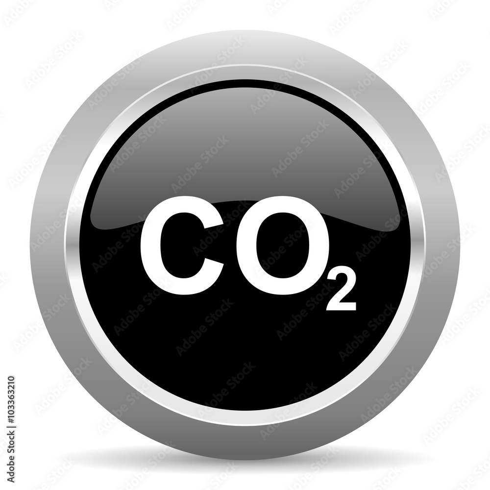 carbon dioxide black metallic chrome web circle glossy icon carbon dioxide black metallic chrome web circle glossy icon