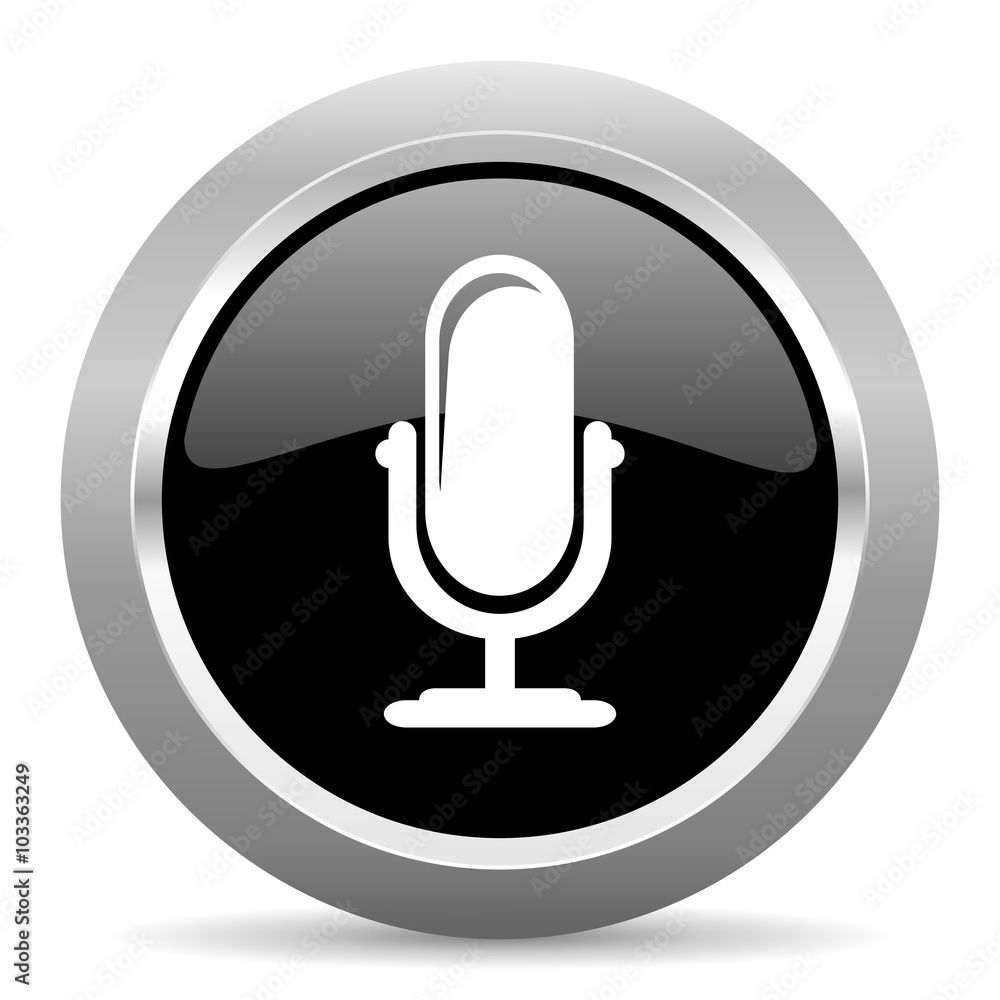 microphone black metallic chrome web circle glossy icon microphone black metallic chrome web circle glossy icon