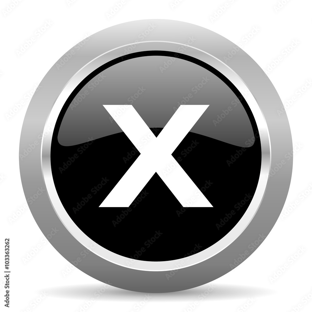 cancel black metallic chrome web circle glossy icon cancel black metallic chrome web circle glossy icon