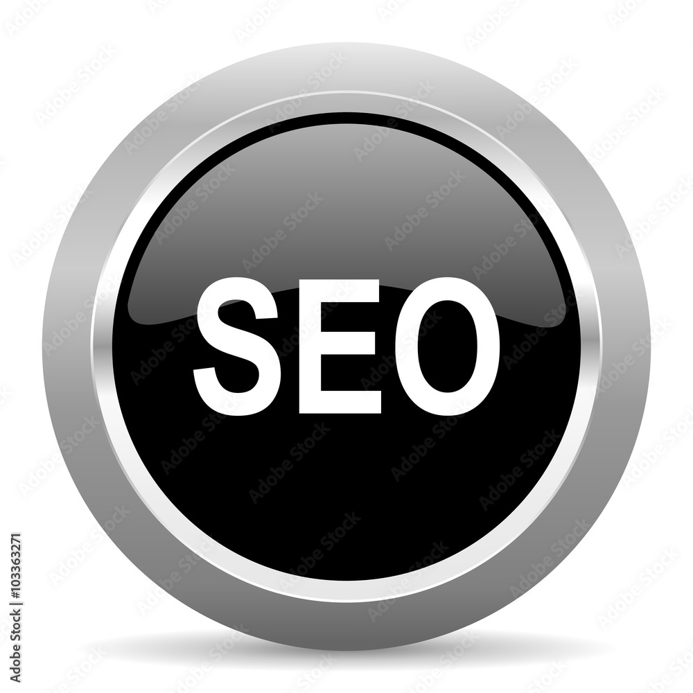 seo black metallic chrome web circle glossy icon seo black metallic chrome web circle glossy icon
