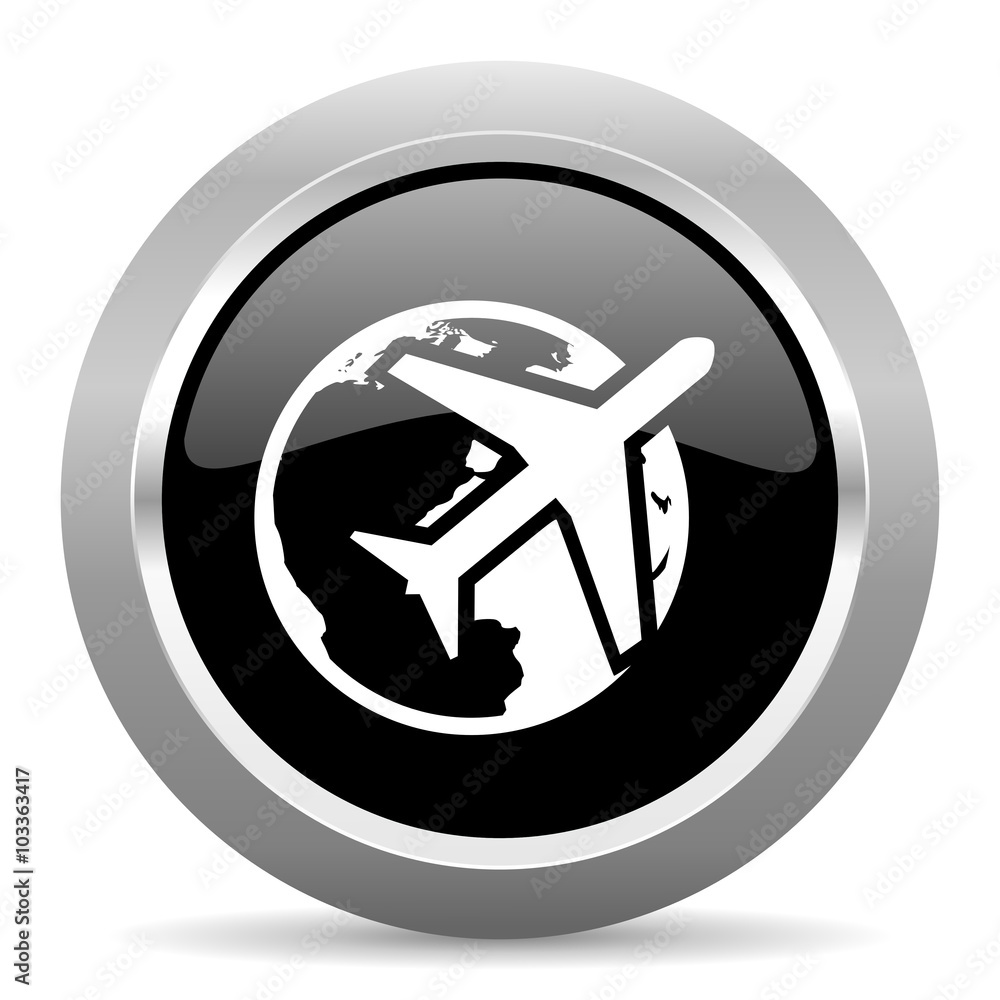 travel black metallic chrome web circle glossy icon travel black metallic chrome web circle glossy icon