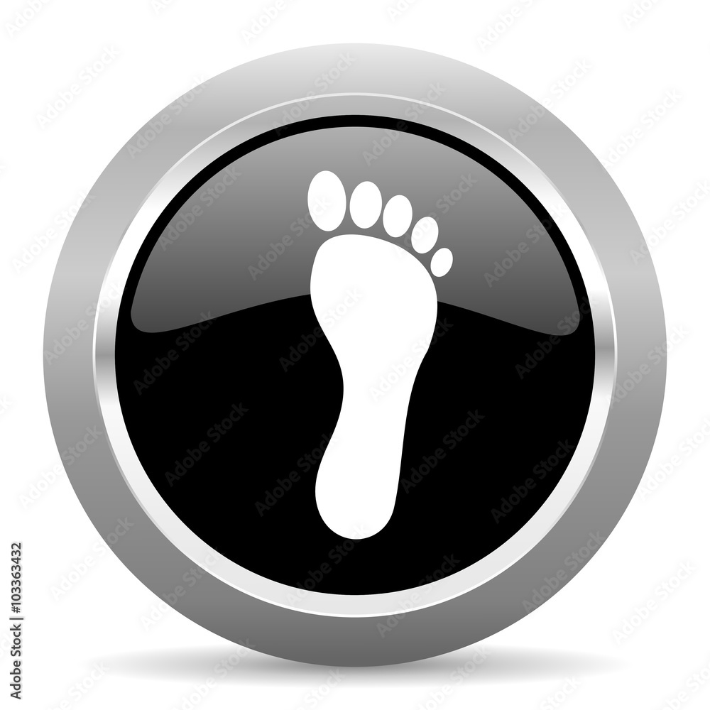 foot black metallic chrome web circle glossy icon foot black metallic chrome web circle glossy icon