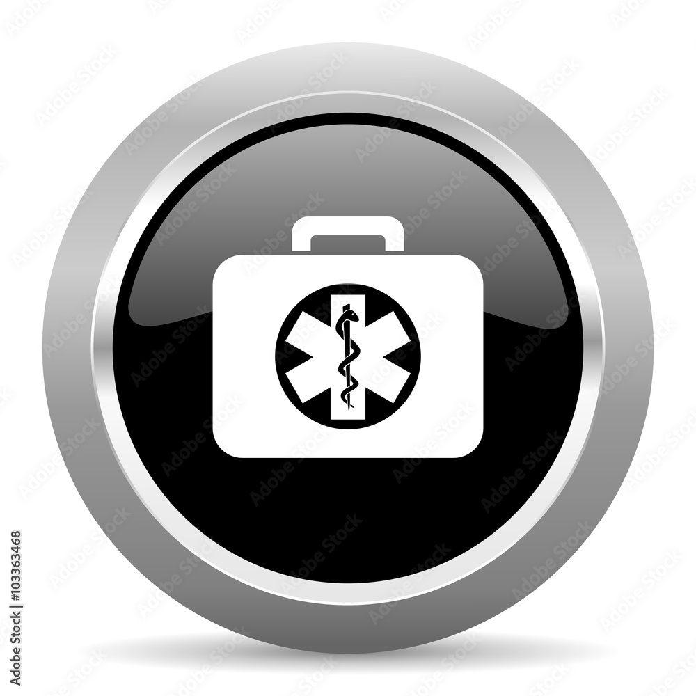 rescue kit black metallic chrome web circle glossy icon rescue kit black metallic chrome web circle glossy icon