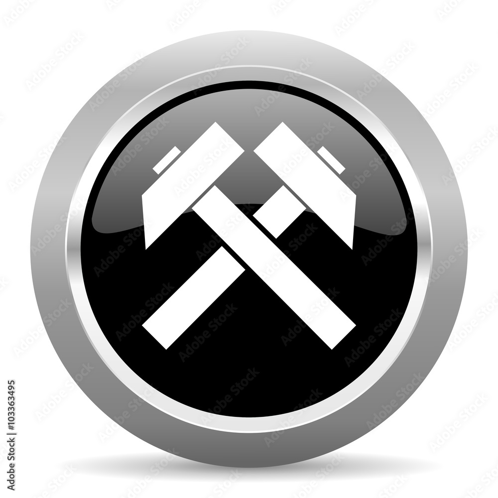 mining black metallic chrome web circle glossy icon mining black metallic chrome web circle glossy icon