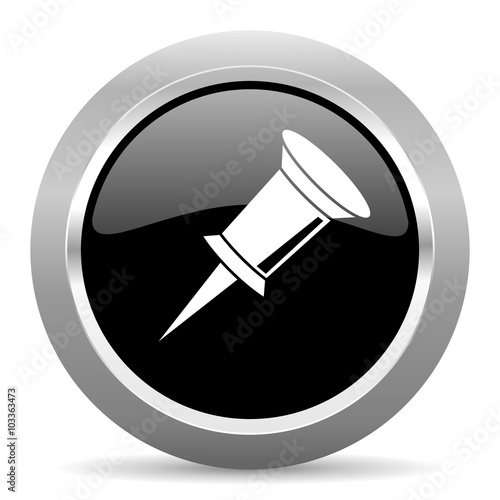 pin black metallic chrome web circle glossy icon