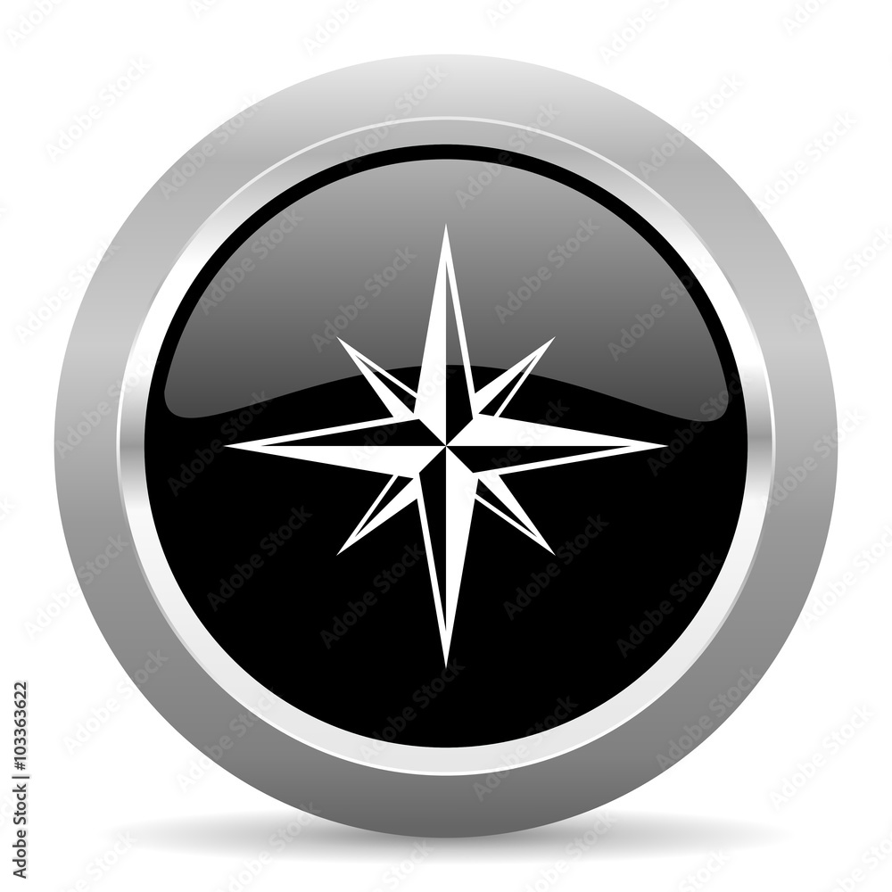 compass black metallic chrome web circle glossy icon compass black metallic chrome web circle glossy icon