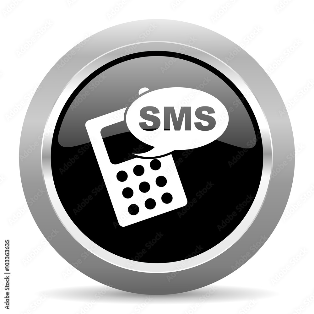 sms black metallic chrome web circle glossy icon sms black metallic chrome web circle glossy icon