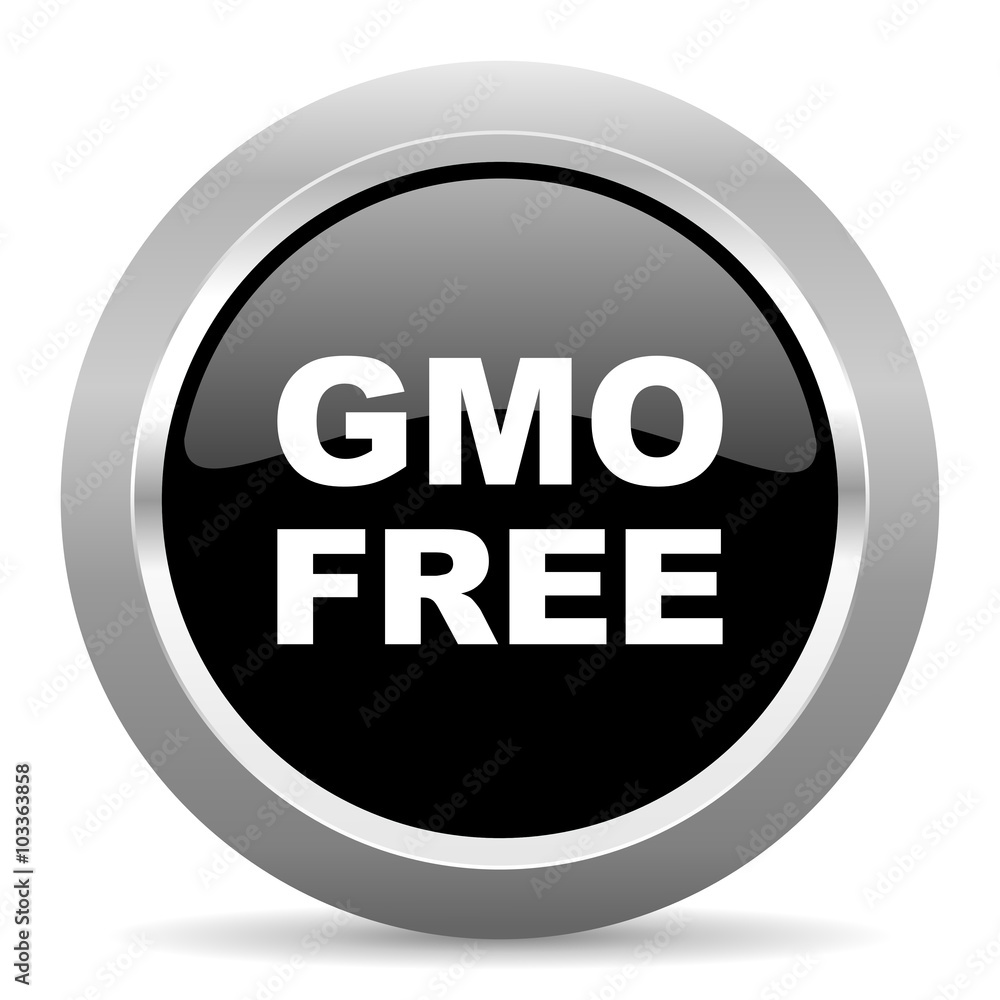 gmo free black metallic chrome web circle glossy icon gmo free black metallic chrome web circle glossy icon