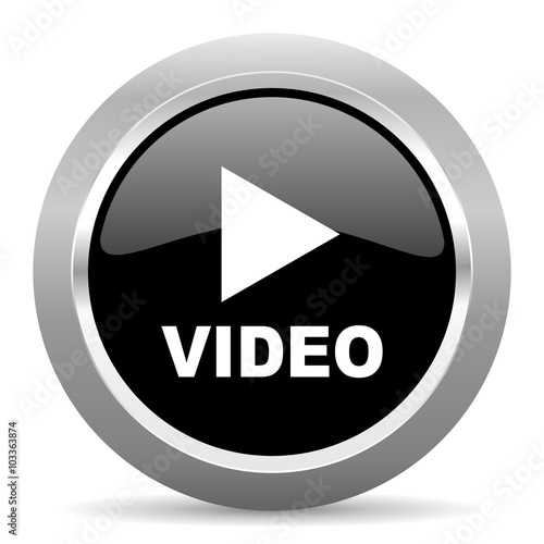 Free Download video black metallic chrome web circle glossy icon - GFXLoad