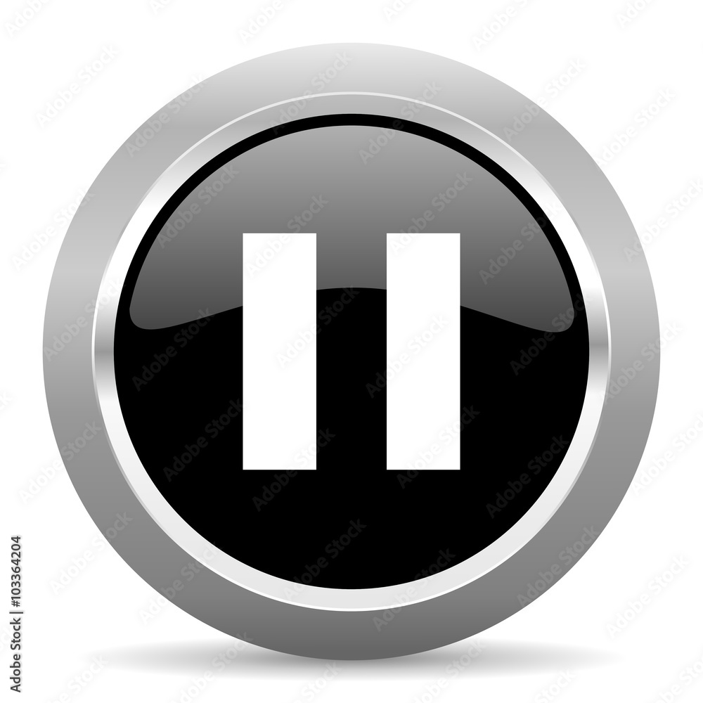pause black metallic chrome web circle glossy icon pause black metallic chrome web circle glossy icon