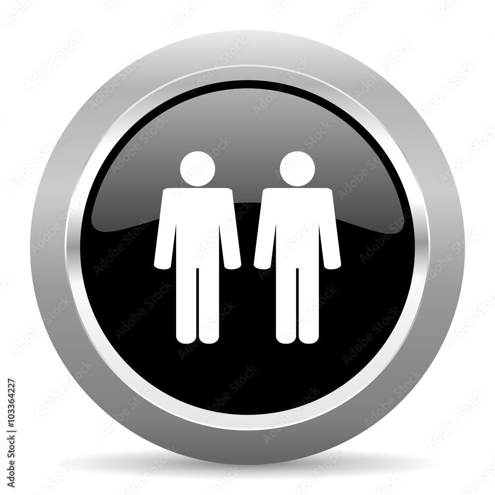 couple black metallic chrome web circle glossy icon couple black metallic chrome web circle glossy icon