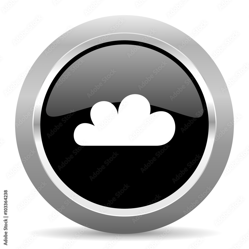 cloud black metallic chrome web circle glossy icon cloud black metallic chrome web circle glossy icon