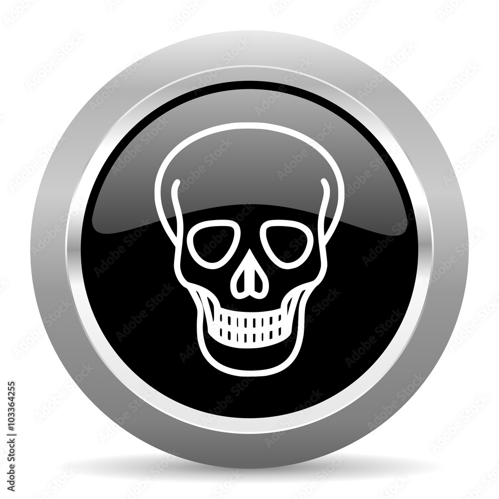 skull black metallic chrome web circle glossy icon skull black metallic chrome web circle glossy icon