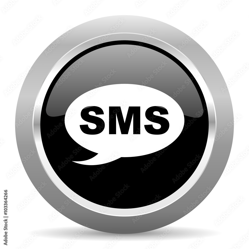 sms black metallic chrome web circle glossy icon sms black metallic chrome web circle glossy icon
