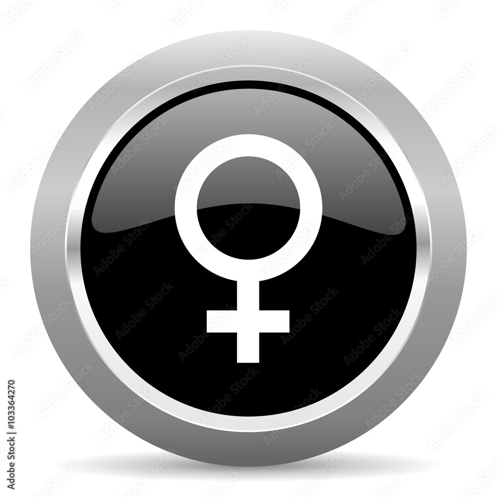 female black metallic chrome web circle glossy icon female black metallic chrome web circle glossy icon