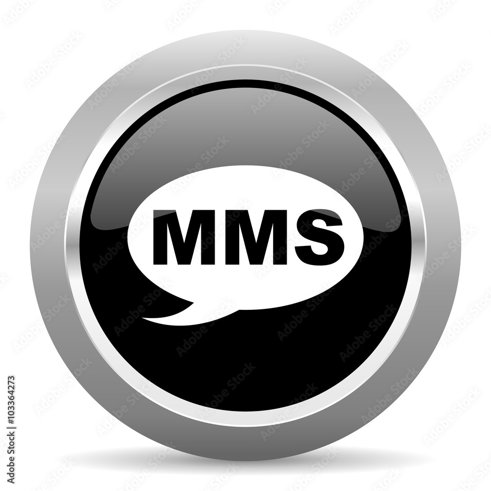 mms black metallic chrome web circle glossy icon mms black metallic chrome web circle glossy icon