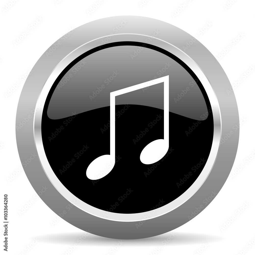 music black metallic chrome web circle glossy icon music black metallic chrome web circle glossy icon