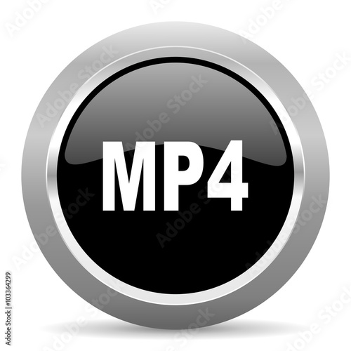 mp4 black metallic chrome web circle glossy icon