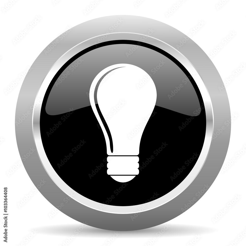 bulb black metallic chrome web circle glossy icon bulb black metallic chrome web circle glossy icon
