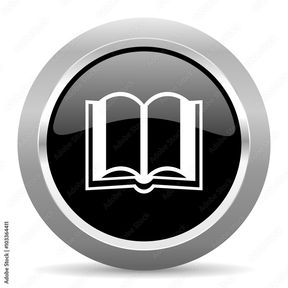 book black metallic chrome web circle glossy icon book black metallic chrome web circle glossy icon