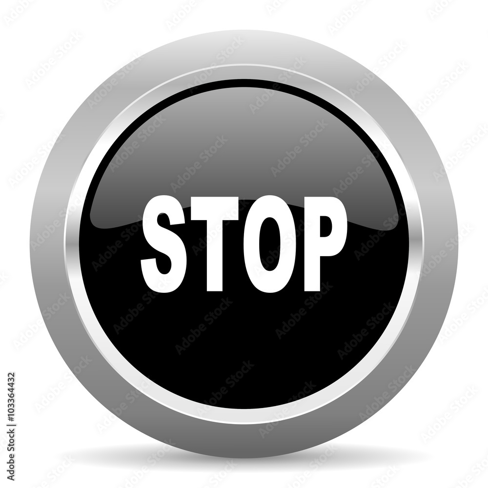 stop black metallic chrome web circle glossy icon stop black metallic chrome web circle glossy icon