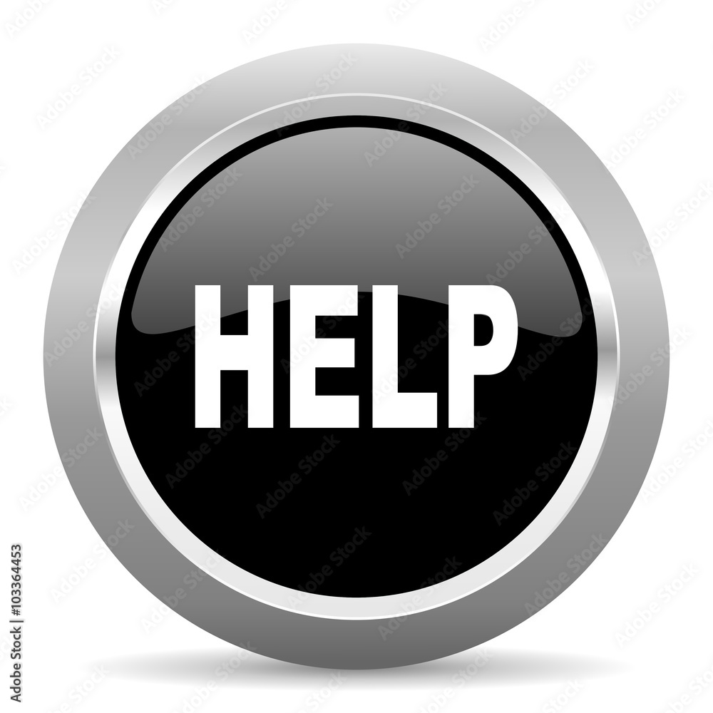 help black metallic chrome web circle glossy icon help black metallic chrome web circle glossy icon