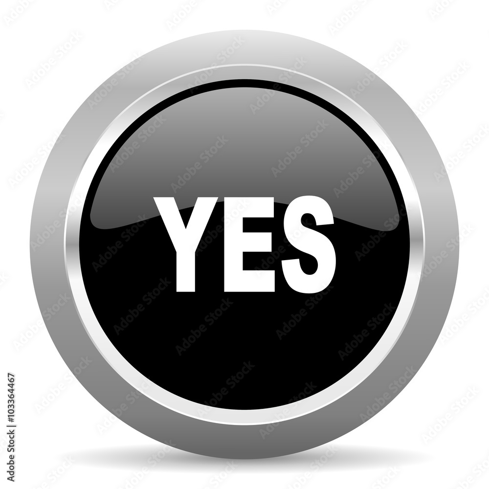 yes black metallic chrome web circle glossy icon yes black metallic chrome web circle glossy icon