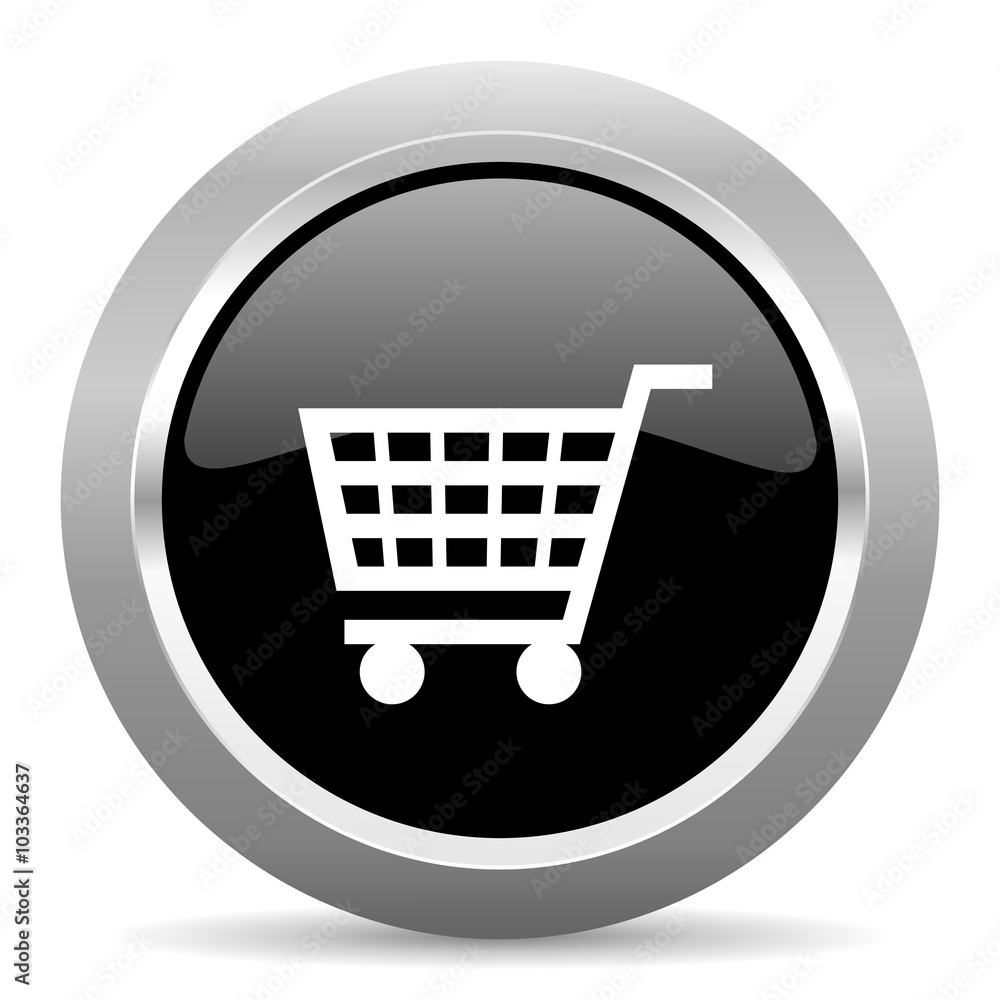 cart black metallic chrome web circle glossy icon cart black metallic chrome web circle glossy icon