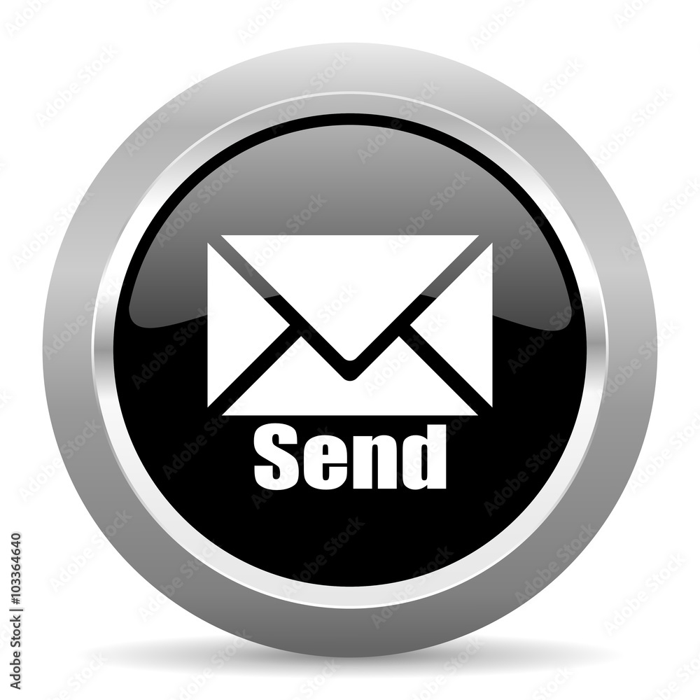 send black metallic chrome web circle glossy icon