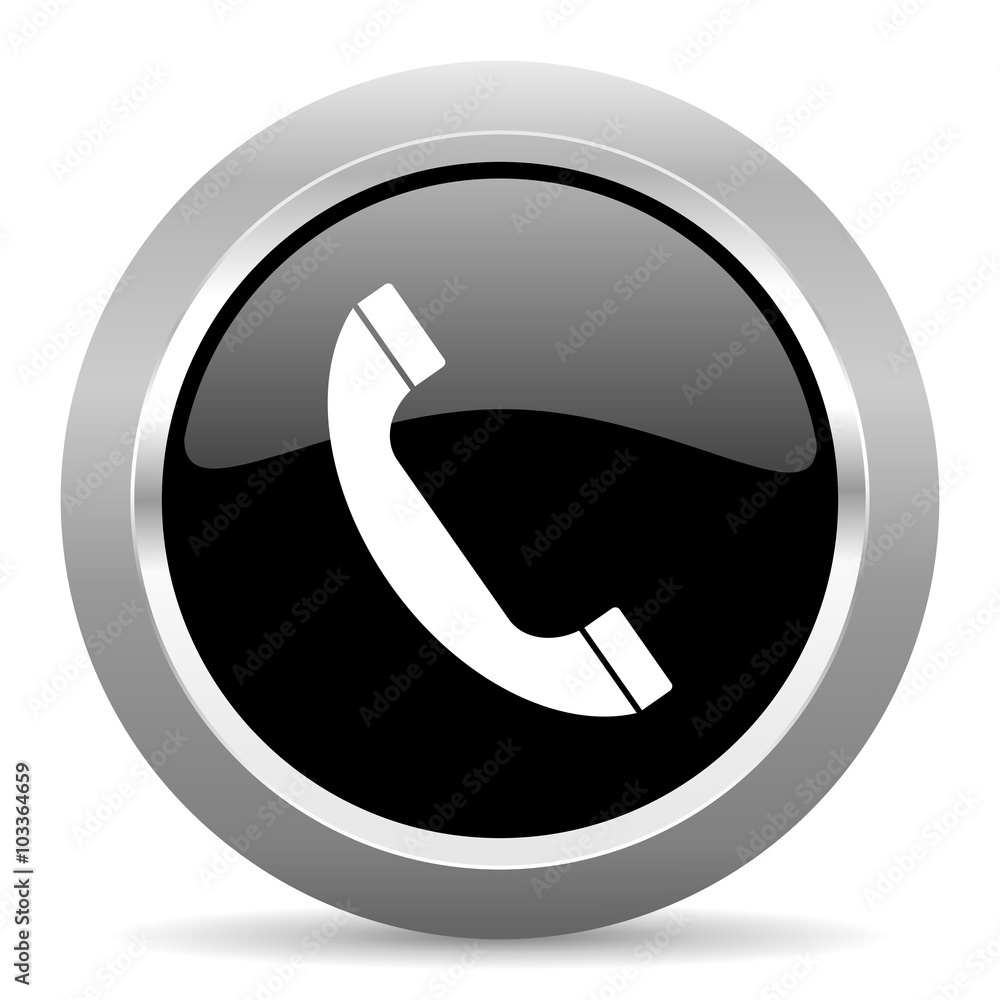 phone black metallic chrome web circle glossy icon phone black metallic chrome web circle glossy icon