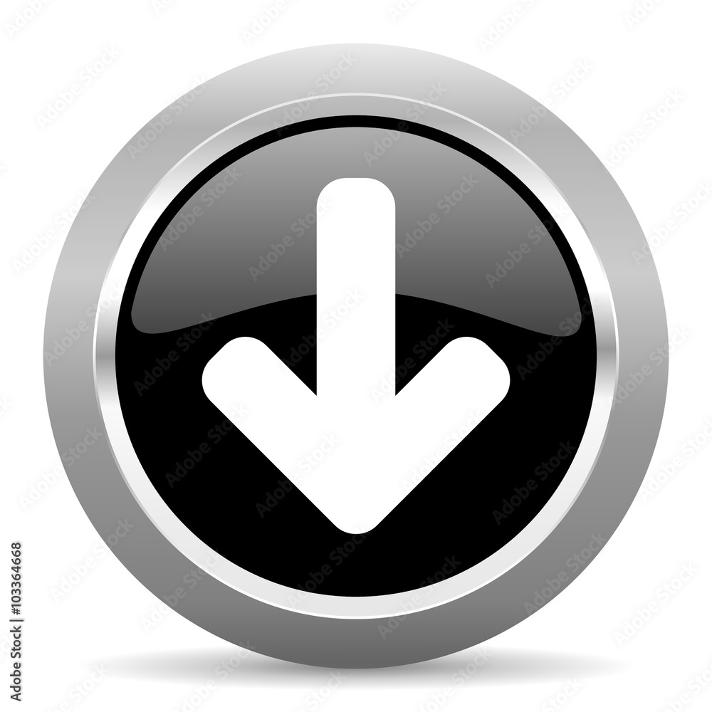 download arrow black metallic chrome web circle glossy icon