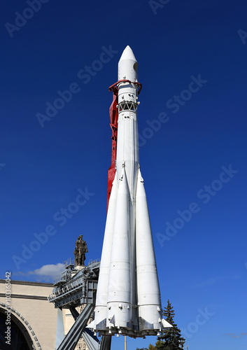 Fototapeta Naklejka Na Ścianę i Meble -  Three-stage carrier rocket for launching spacecraft