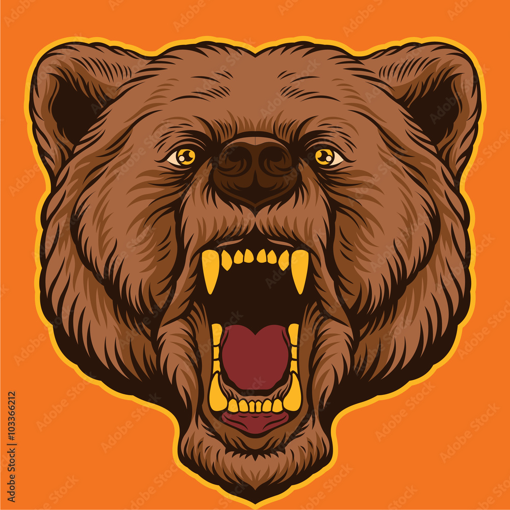 Brown bear head. Vector cartoon illustration Stock Vector | Adobe Stock